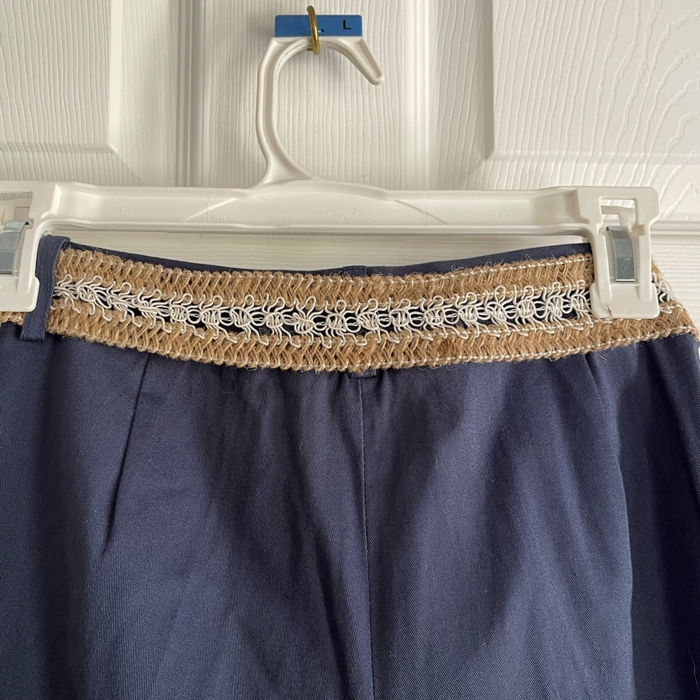 NWT Briggs New York Blue Ankle Cropped Pants With Belt Classic Style - Picture 9 of 9